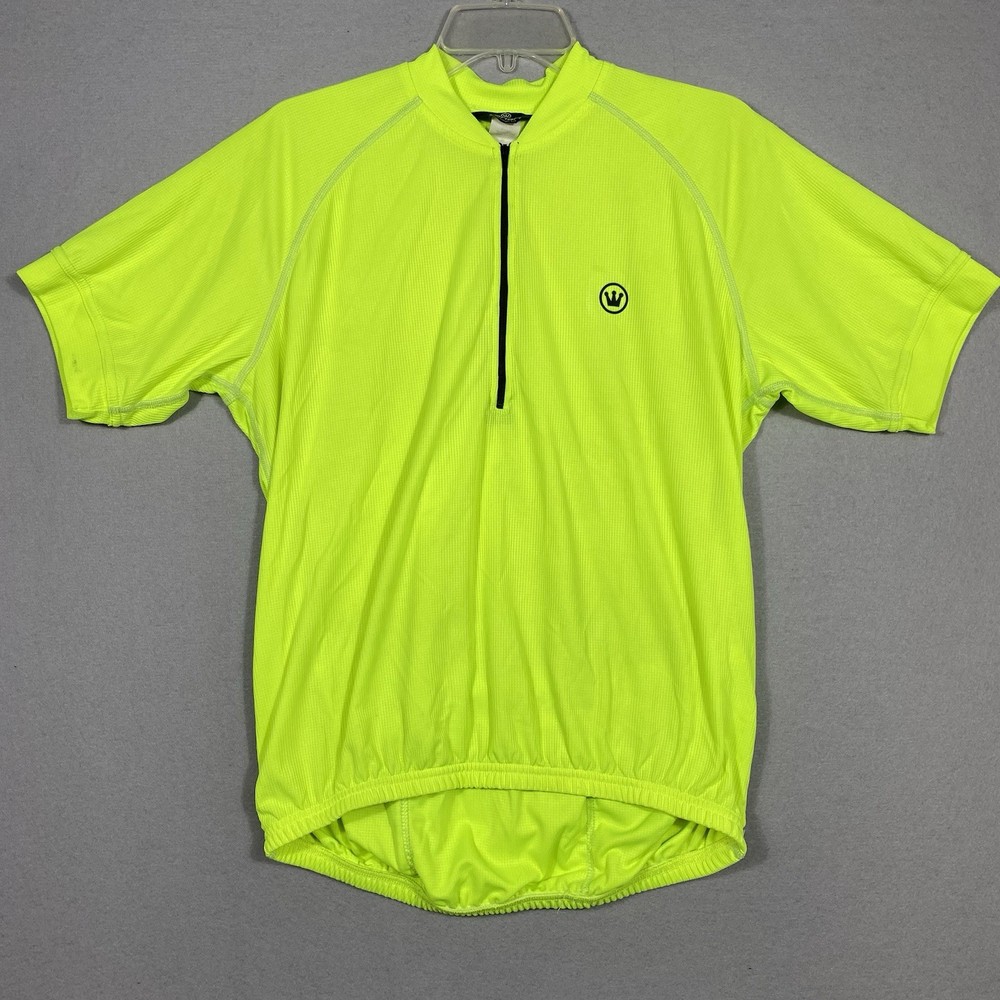 CANARI Cycling Jersey Mens Size Medium Bicycle Neon Yellow Made in USA
