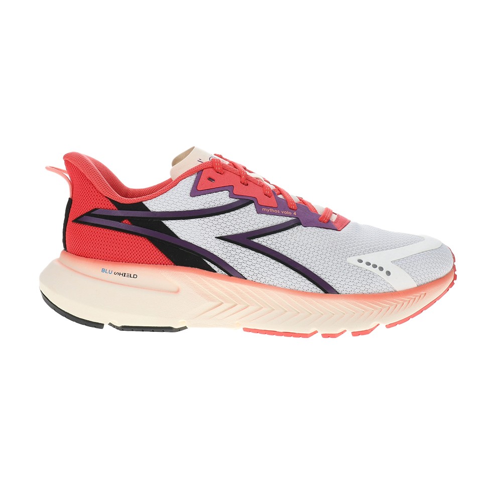 diadora Mythos Blushield Volo 4 Running  Womens Grey, Red Sneakers Athletic Shoe