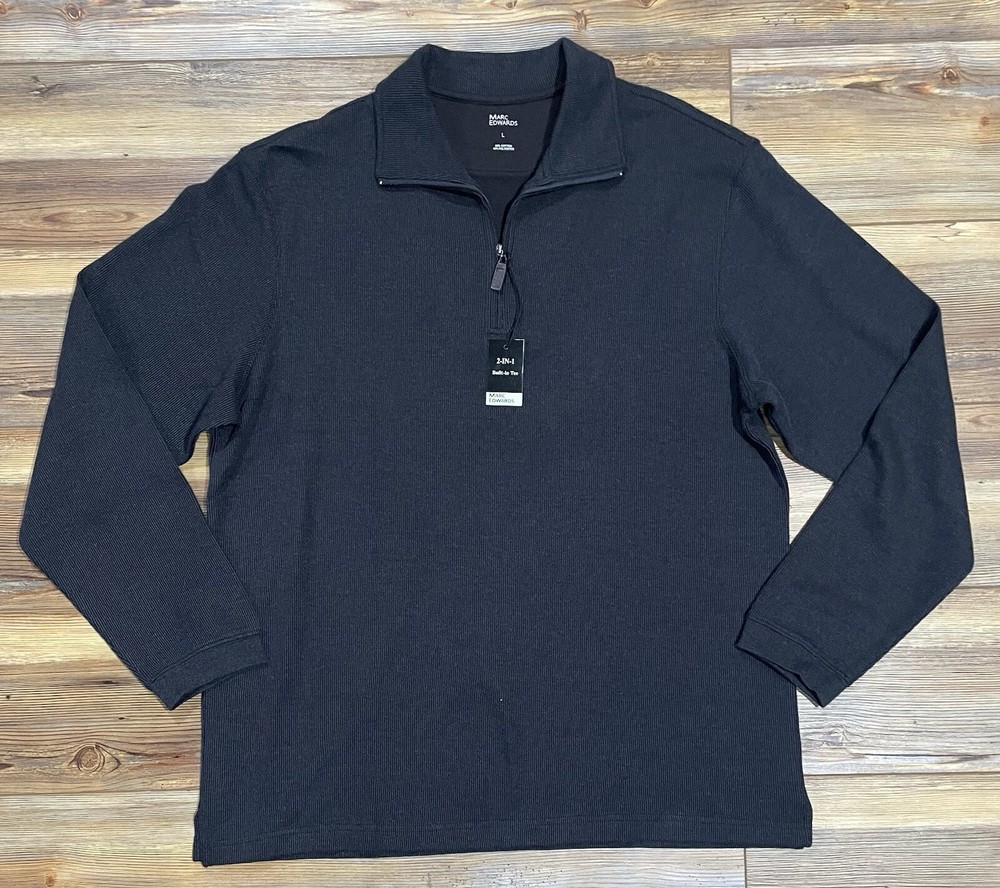 Marc Edwards Men's 1/4 Zip Sweater & Tee Size L Black Dark Gray Long Sleeve
