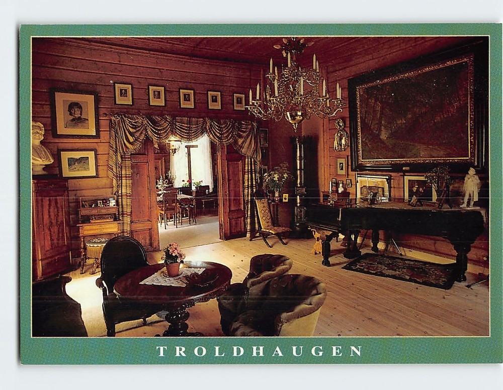 Postcard Interior of Troldhaugen Edvard Grieg's Home Bergen Norway