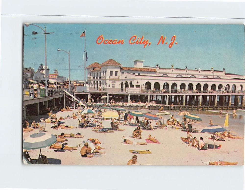 Postcard Boardwalk Beach & Music Pier Ocean City NJ USA