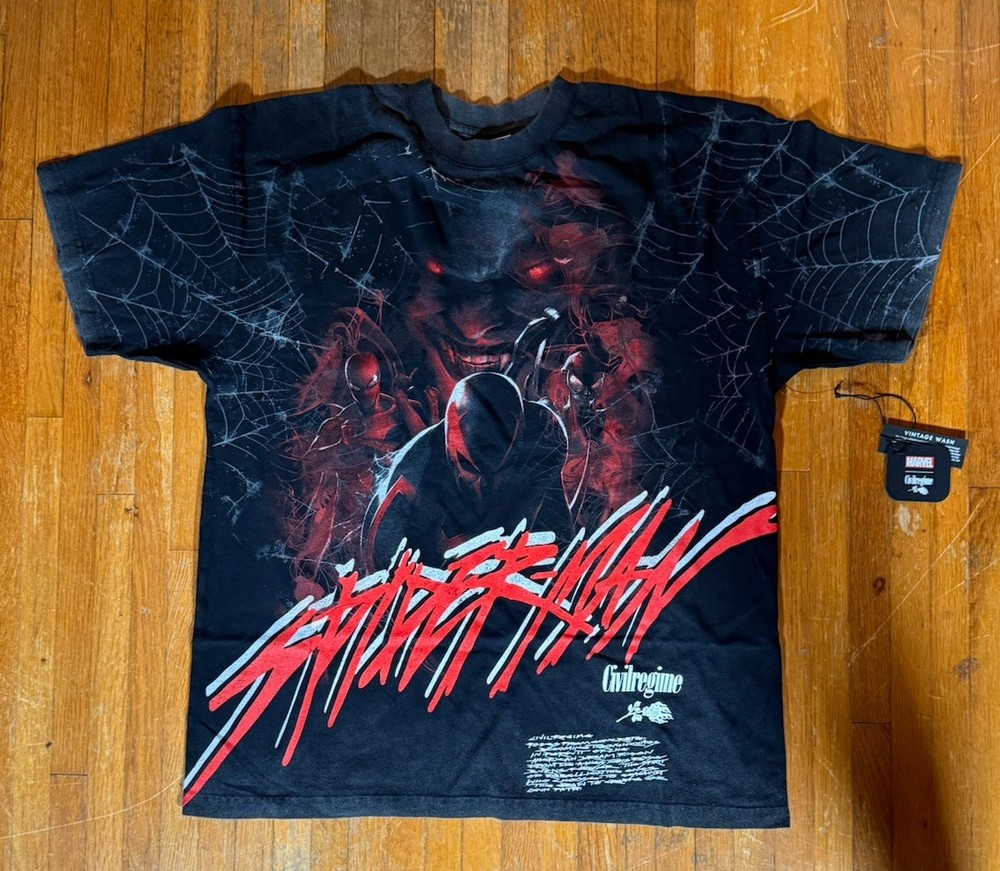 NWT Civil Regime x Marvel Spider-Men's Wrath Oversized Black T Shirt Size Large