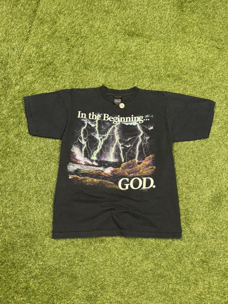 Vintage 90s In The Beginning God Shirt Size L