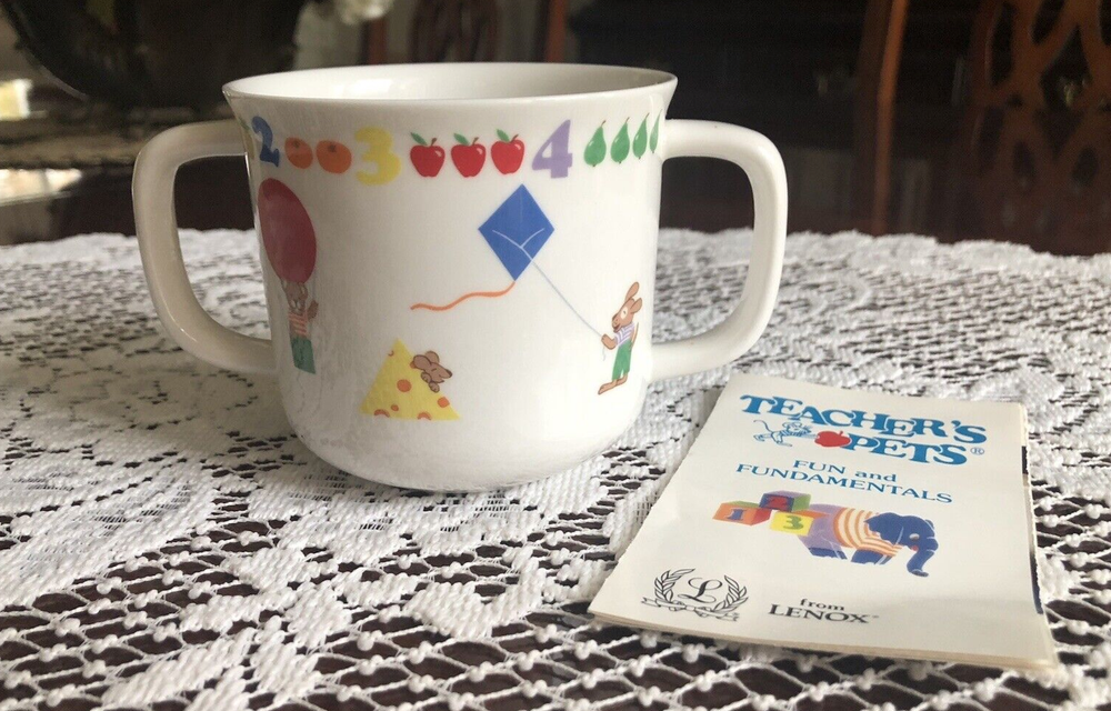 Lenox Teachers Pets Children's Me Two Mug Vintage 1986 Letters Numbers Shapes