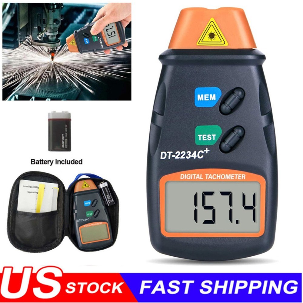 Digital LCD Tachometer Laser Photo Non Contact RPM Tach Meter Motor Speed Gauge