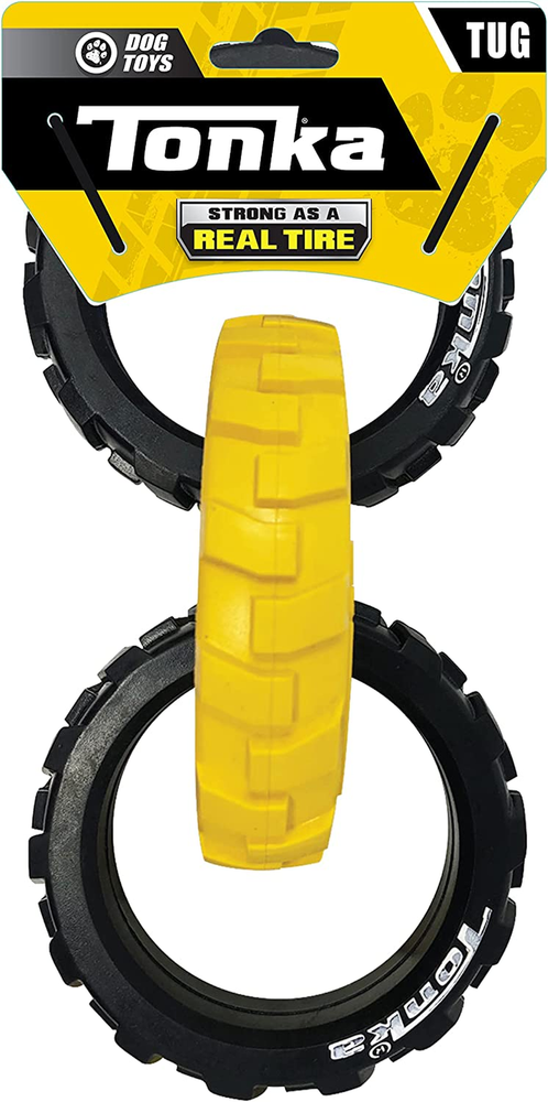 Rubber 3-Ring Tug Dog Toy, Lightweight, Durable and Water Resistant, 10.5 Inches