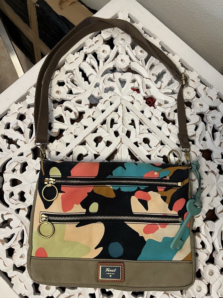 Fossil No 1954 Crossbody Bag Organizer with Zipper Pockets Abstract Print-image