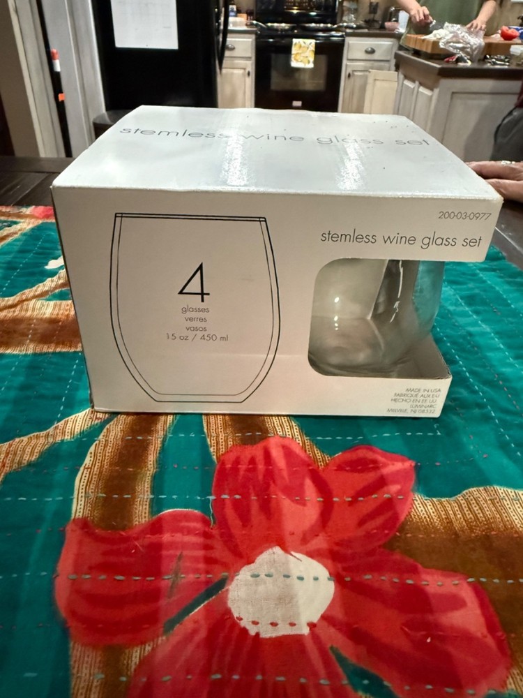 Stemless Wine Glass Set, 4 pc