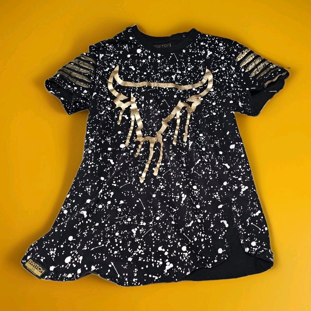 Switch Remarkable Shirt Mens Medium Chicago Bulls Head Gold Paint Splatter