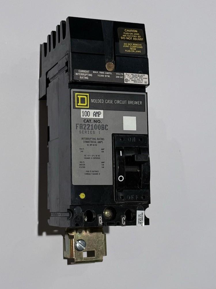 NEW SQUARE D FA22020BC 2 100 AMP POLE 240V THERMAL MAGNETIC CIRCUIT BREAKER