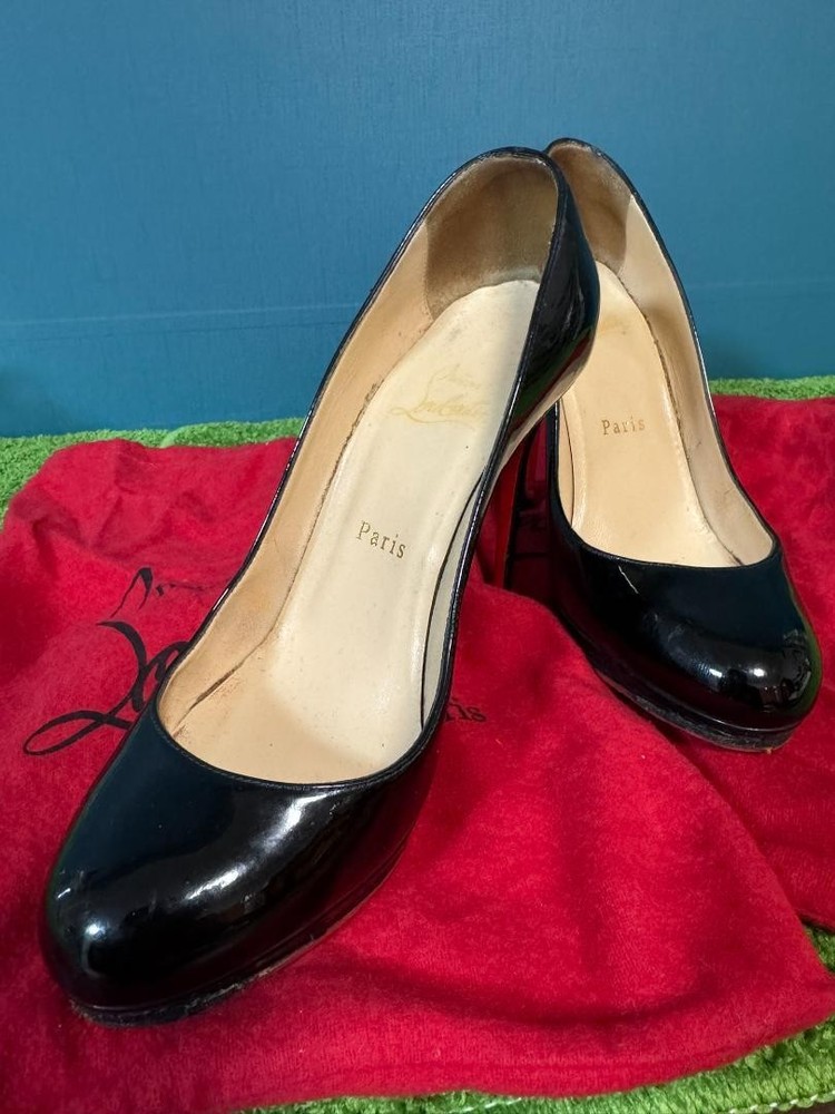 Christian Louboutin Black High Heels 10.1cm Stiletto 24.5cm Pre-owned with Bag