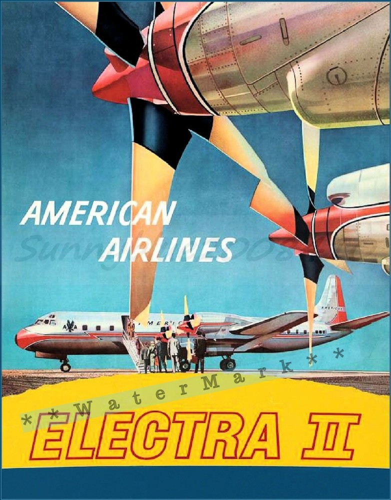 Electra II Flagship 1959 The American Flagship Vintage Poster Print Airline Art