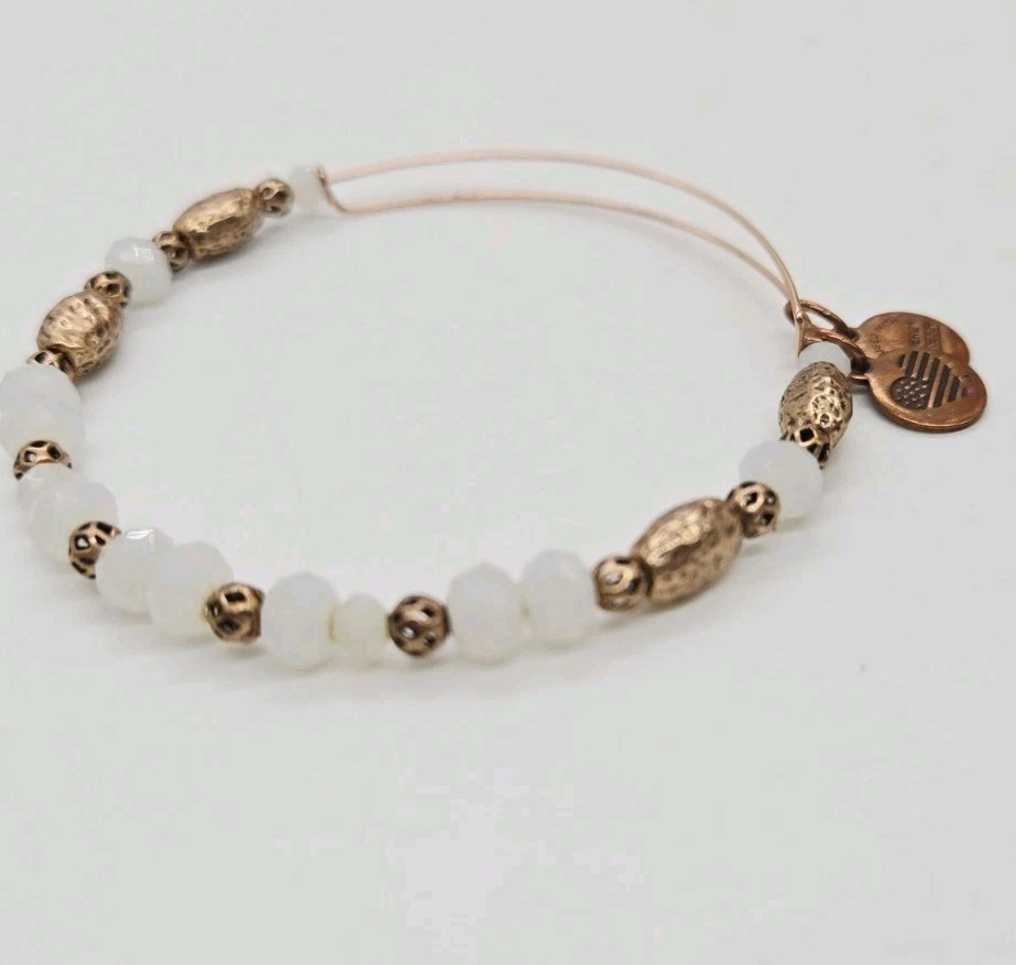 Alex and Ani Rose Gold Beaded Charm Bracelet adjustable Bangle boho energy OSFM