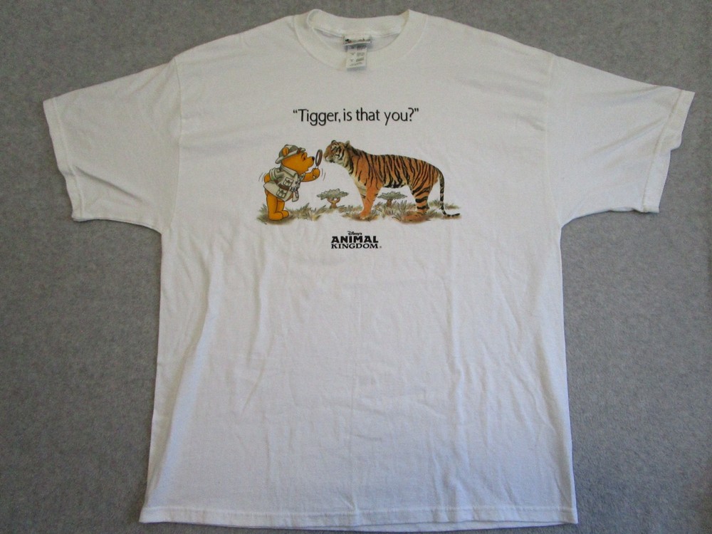 VTG 90s Disney World Shirt Mens XL White Winnie the Pooh Tigger Animal Kingdom