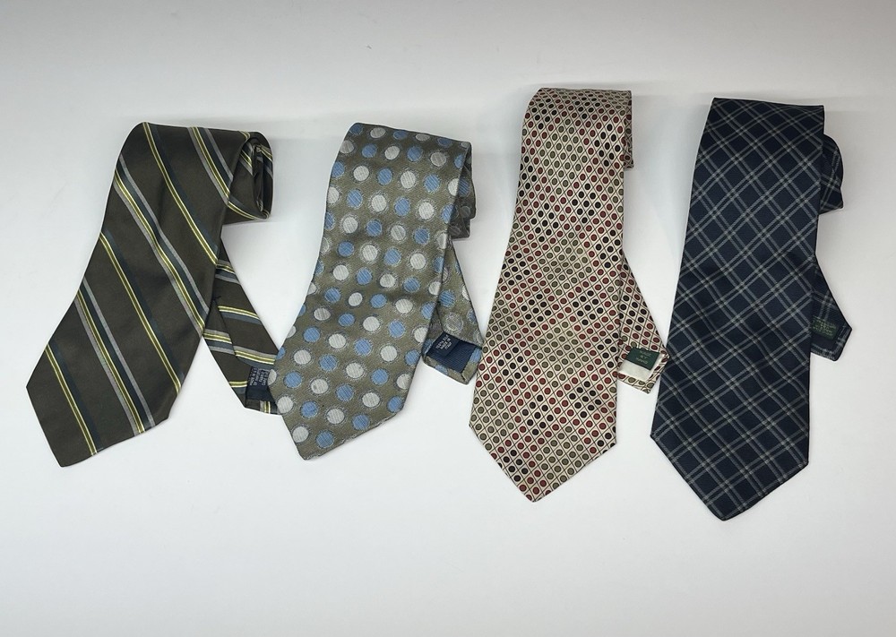 J. Crew Silk Neck Tie Lot of 4 Men's Multicolor Striped Geometric USA/Italy