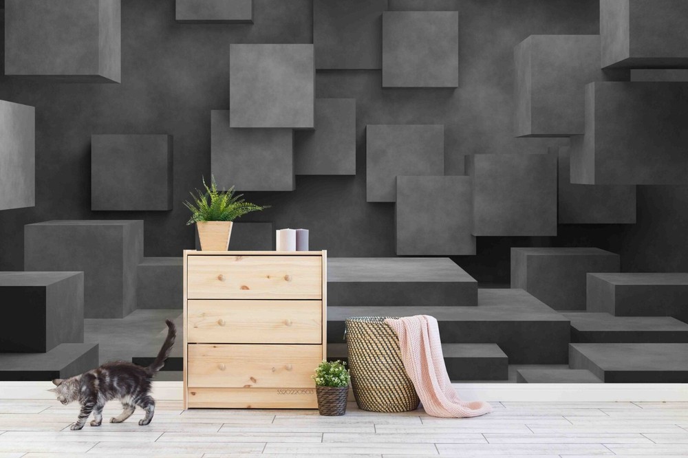 3D Cement Texture Geometry Self-adhesive Removable Wallpaper Murals Wall 304