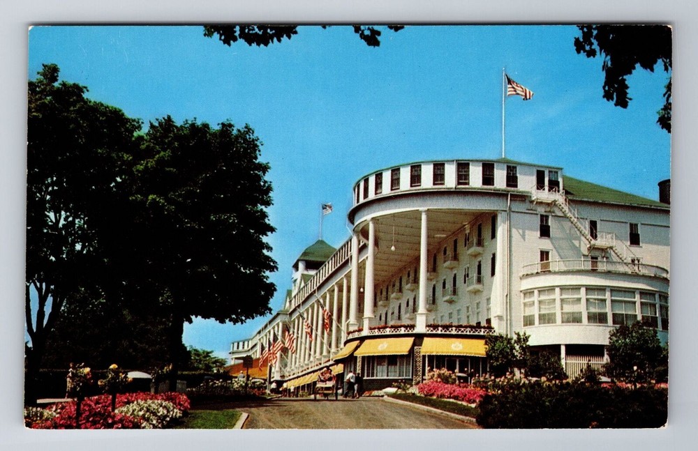 Mackinac Island MI-Michigan, Grand Hotel, Advertising, Vintage Souvenir Postcard