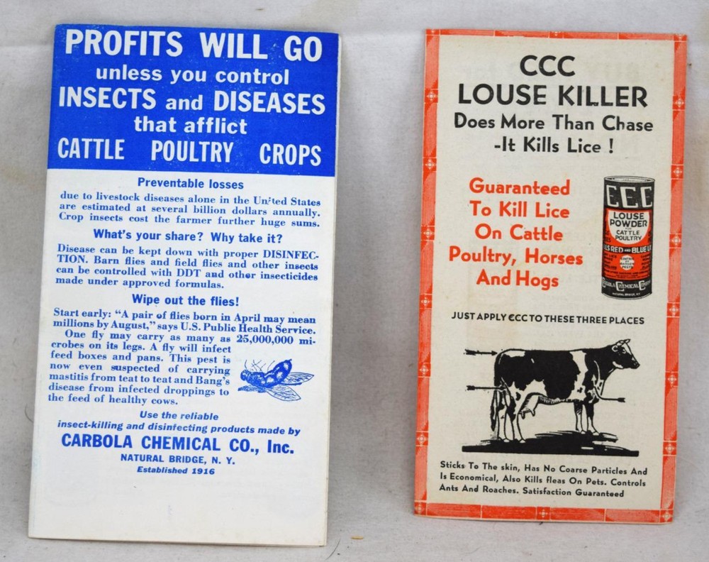 1950s Carbola Chemcial Co Natural Bridge NY Insecticide & Cattle Louse Killer Ad