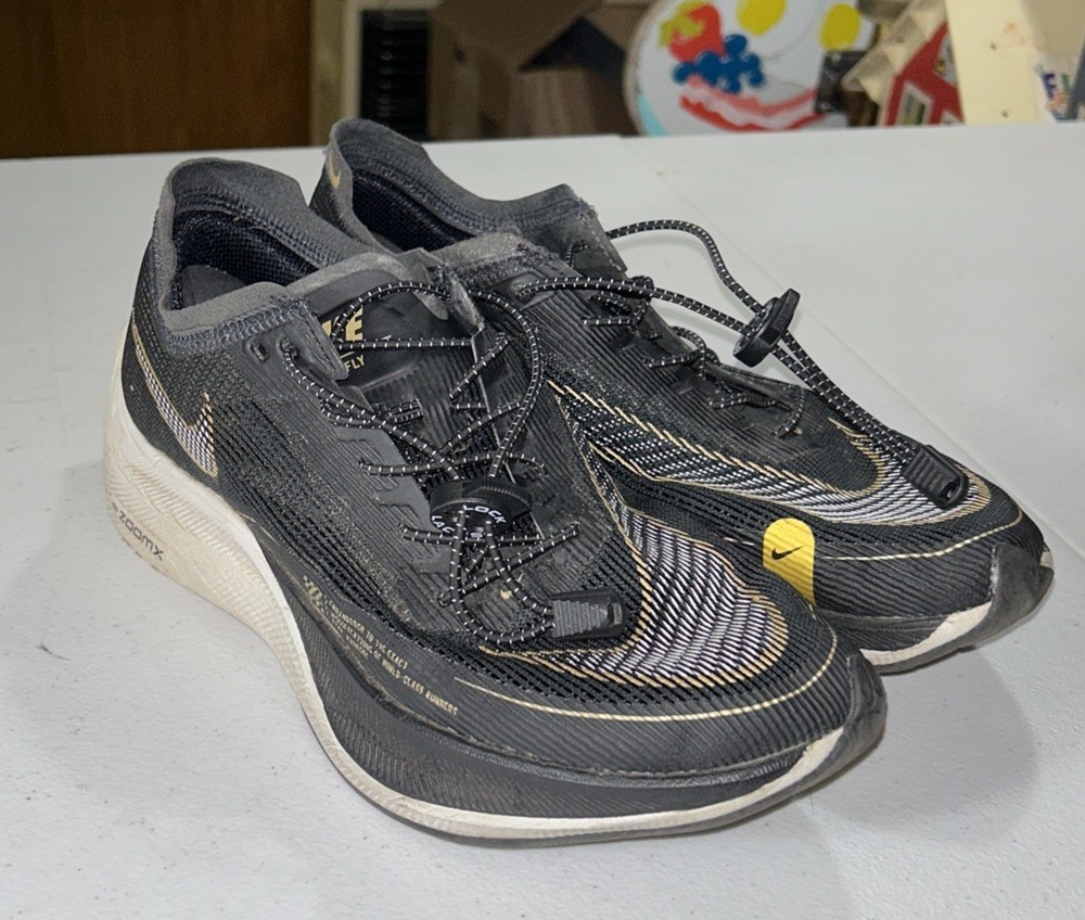 Nike ZoomX Vaporfly Running Womens Shoes 9.5 Black Metallic Gold CU4123-001