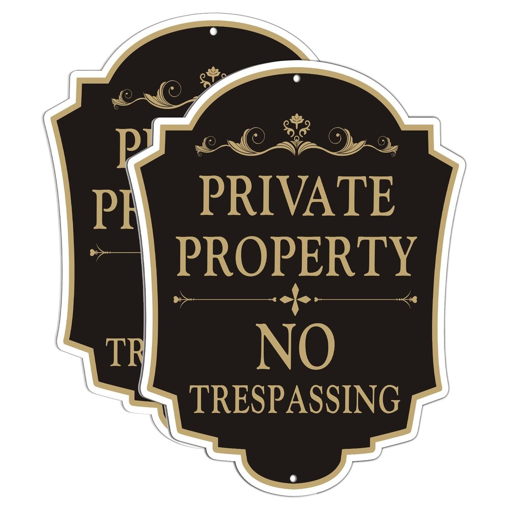 2 Pack Private Property No Trespassing Sign, 12x10 Inch Aluminum Metal Sign, ...