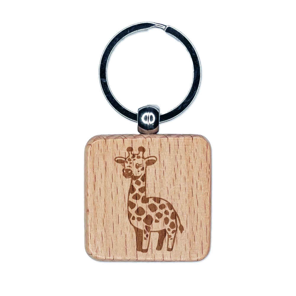 Adorable Kawaii Baby Giraffe Wooden Keychain Charm - Chibi Style