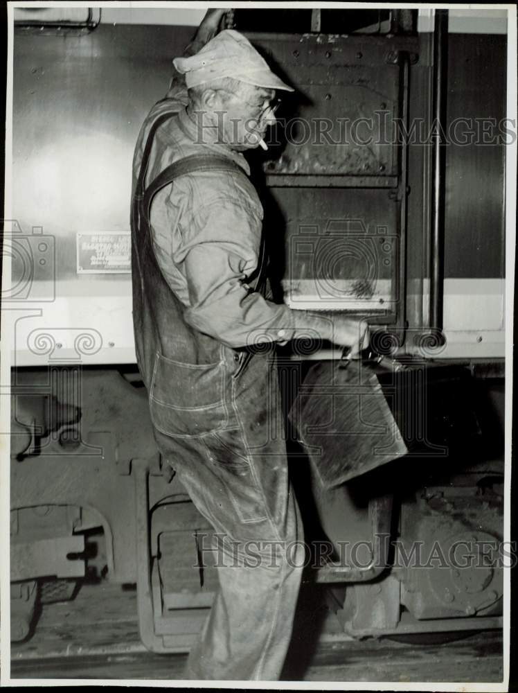 1940s Railroader G.S. Harney with Bucket and Cigarette Press Image