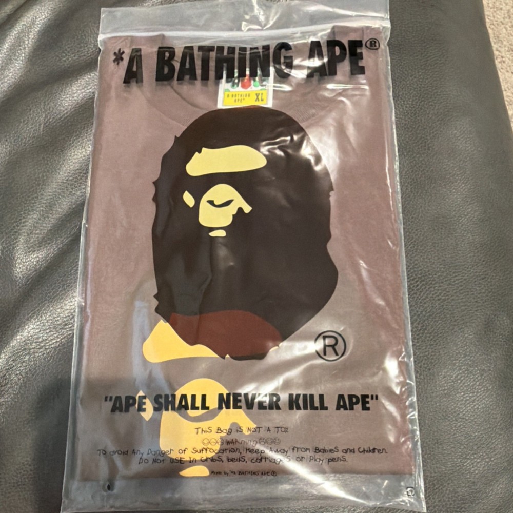 A Bathing Ape BAPE Ape Head Logo Graphic T-Shirt Brown XL Men's Cotton Knit