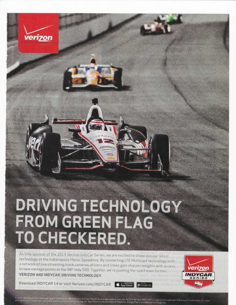 VERIZON INDY CAR SERIES ORIGINAL PRINT AD