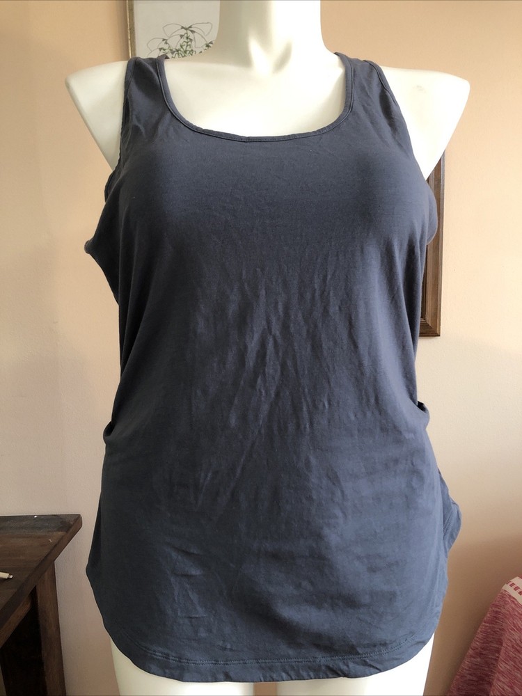 Athleta Grey Ruched Sides Racerback Tank Top XL Stretch