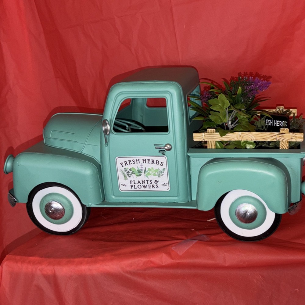 Vintage Truck Door Decoration Artificial Herb Flower Arrangement Centerpiece