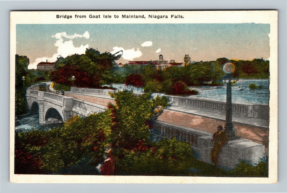 Niagara Falls NY, Bridge From Goat Isle To Mainland, New York Vintage Postcard