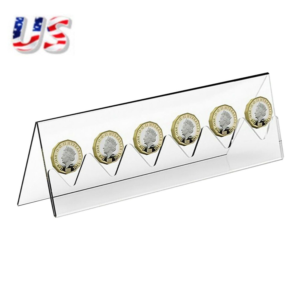 6-Slot Clear Acrylic Coin Display Rack for Collectors