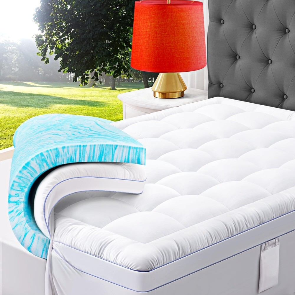 3 Inch Dual Layer Memory Foam Mattress Topper Queen, 2 Inch Memory Foam Plus ...