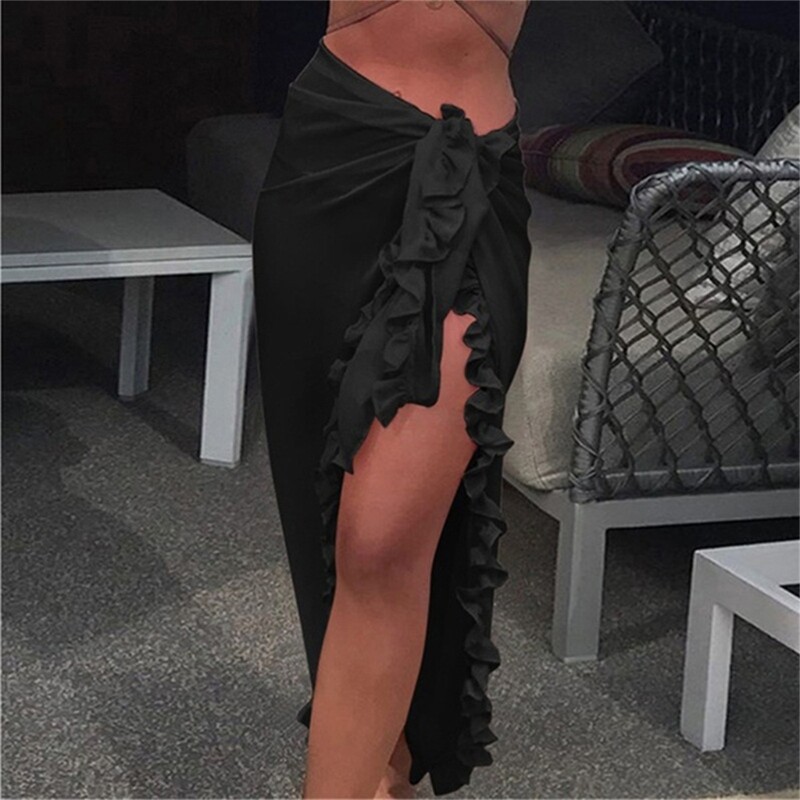 Sexy High Waist Split Summer Skirt in Solid Colors
