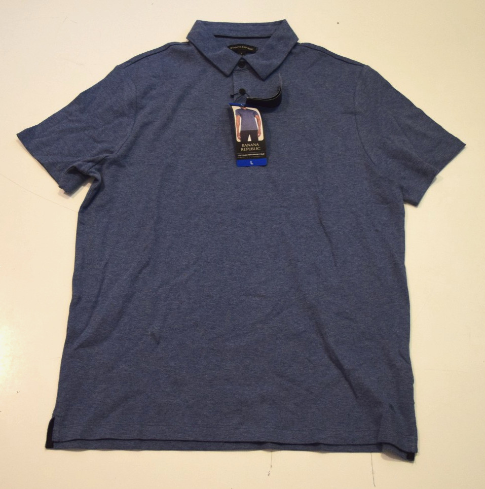 BANANA REPUBLIC S/S Blue Luxe Touch Performance Polo Shirt Size X-Large NWT Mens