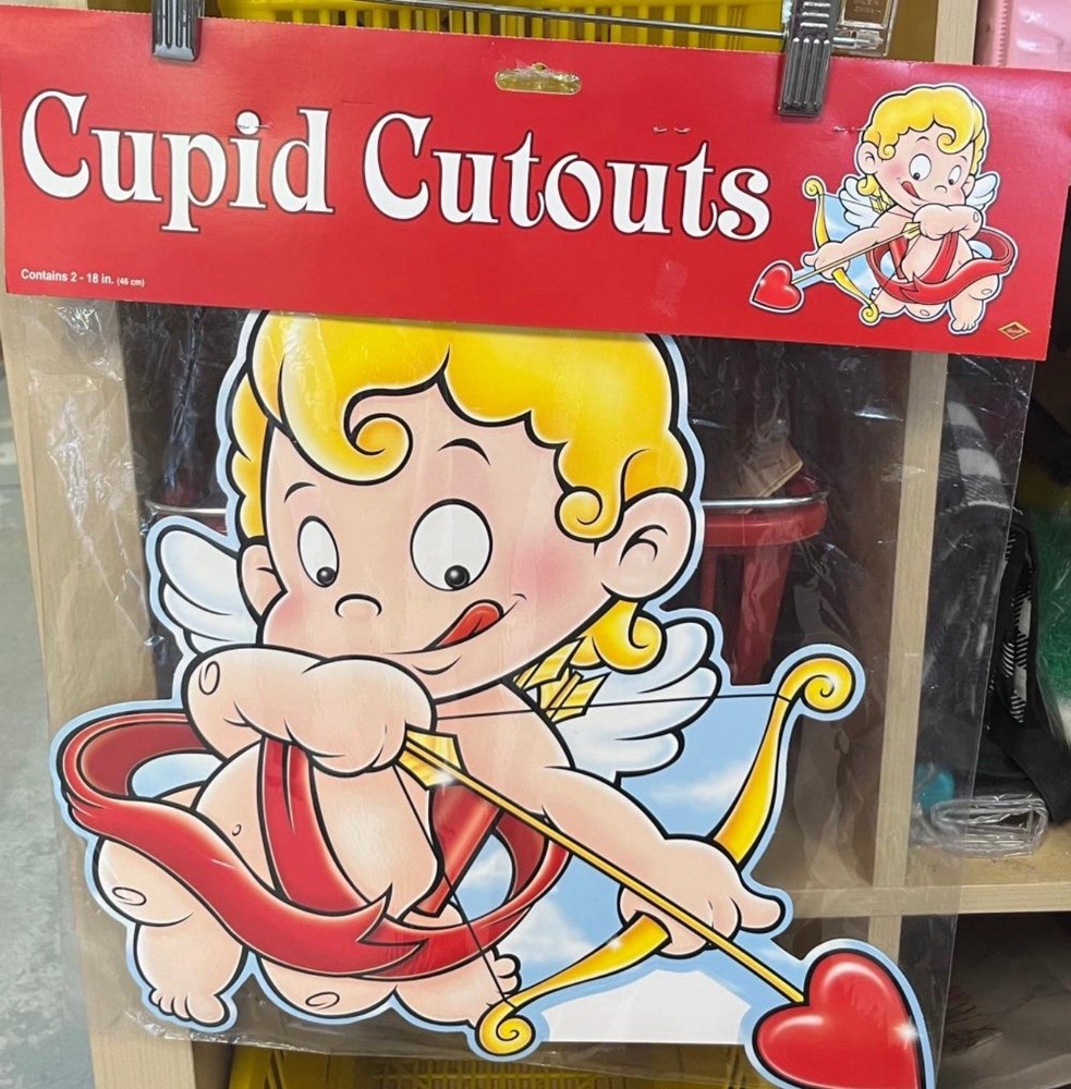 Vintage Beistle Heart Cutouts Cupid Valentine's Day Decorations NOS New 2pk….