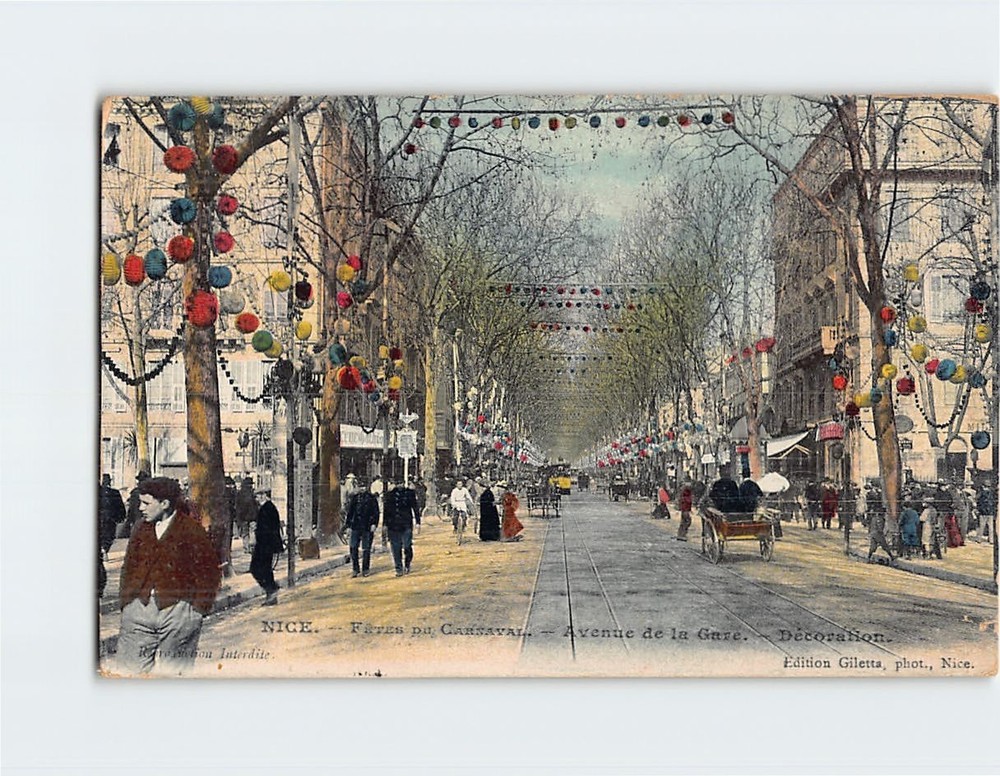 Postcard Avenue de la Gare Decoration Nice France