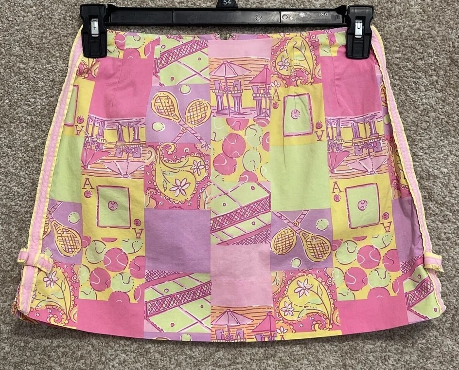 Lilly Pulitzer Women's Mini Skirt Tennis All Over Print Size 2 Summer