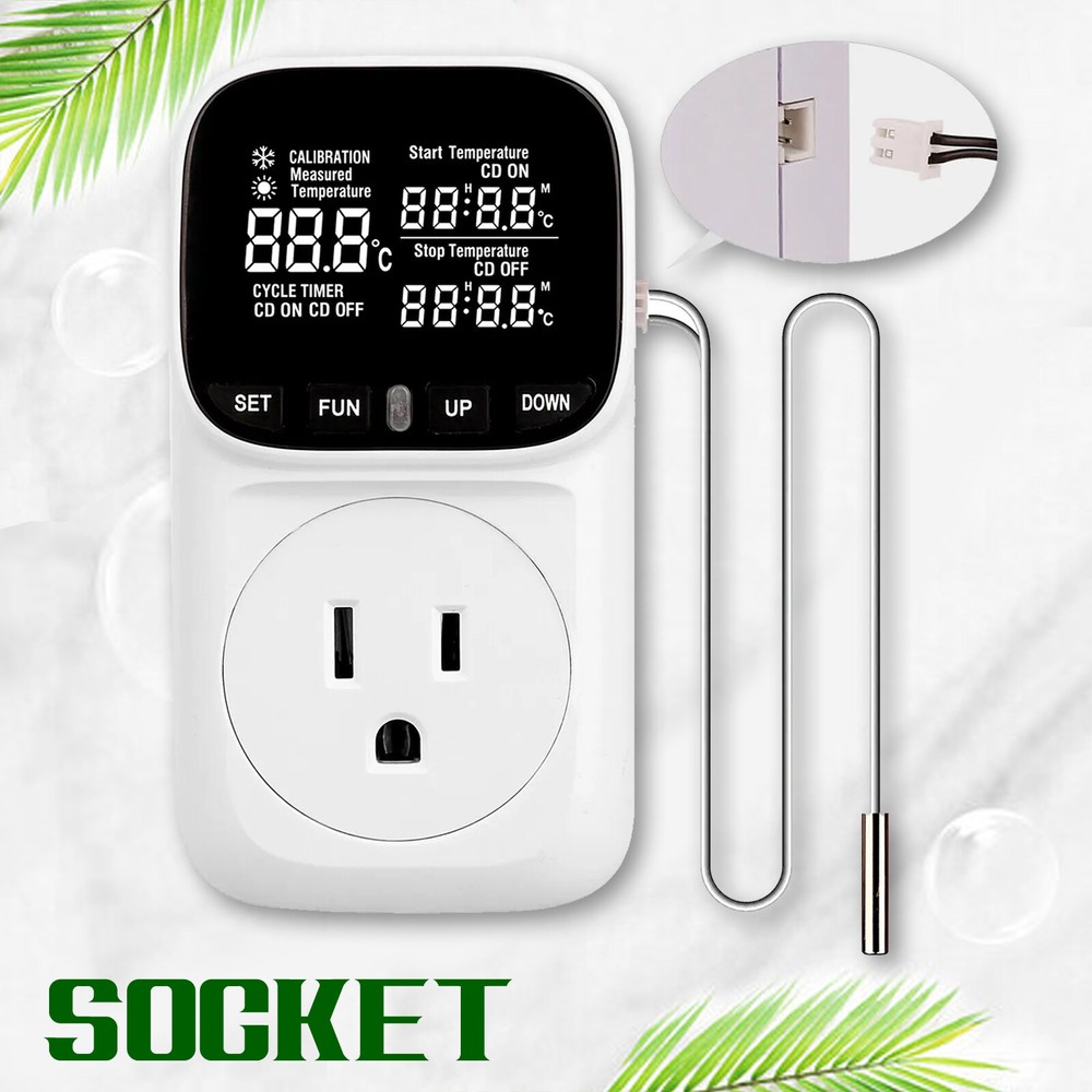 Digital Thermostat Outlet Plug Temperature Controller Outlet Socket 110V LCDsMyD