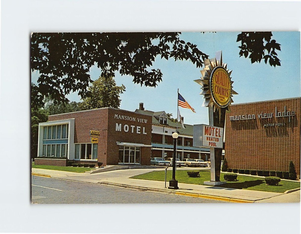 Postcard Mansion View Downtown Motel Springfield Illinois USA