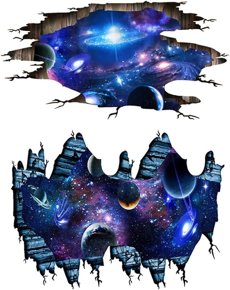 2 Set Blue Cosmic Galaxy Wall Decals 3D Milky Way Outer 2set Sticker