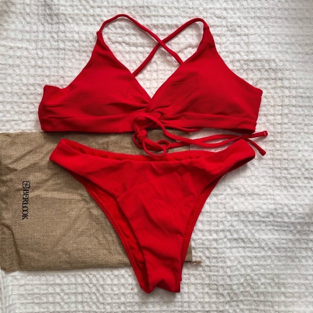 BERLOOK Red Crisscross Bikini Set M 44