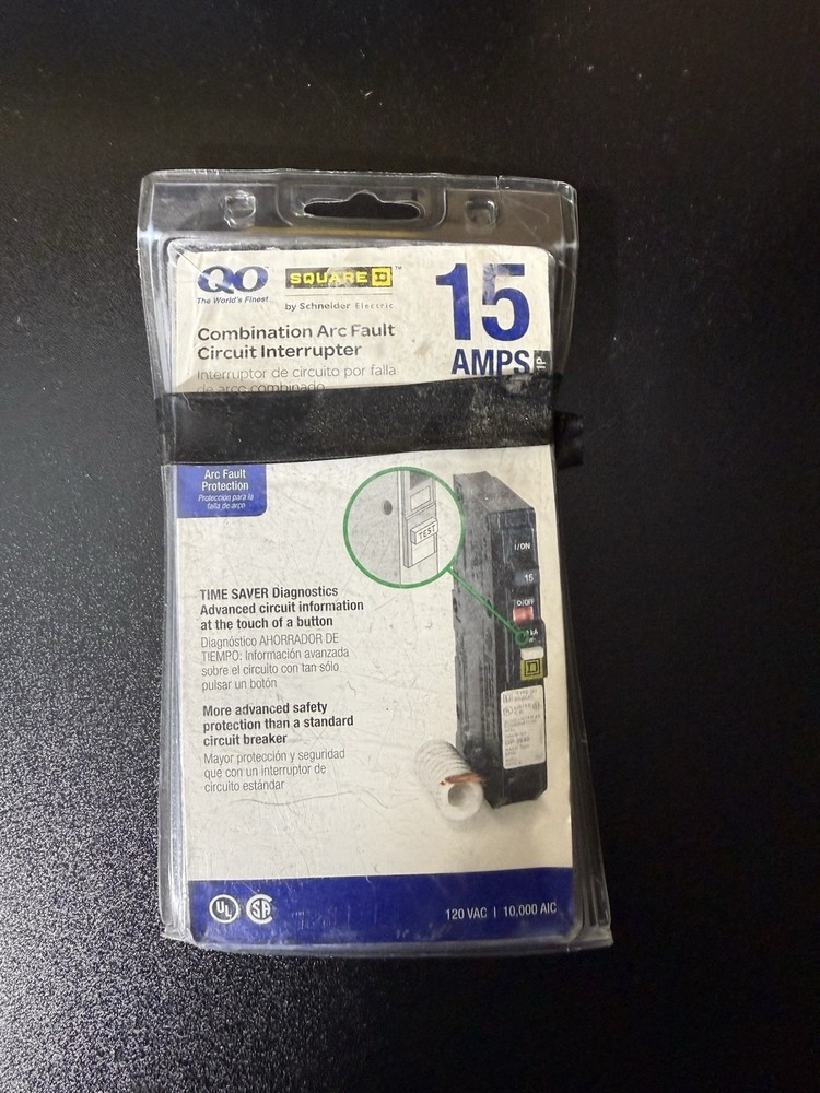 Square D QO 15-amp 1 -Pole Combination arc fault Circuit Breaker QO115CAFIC