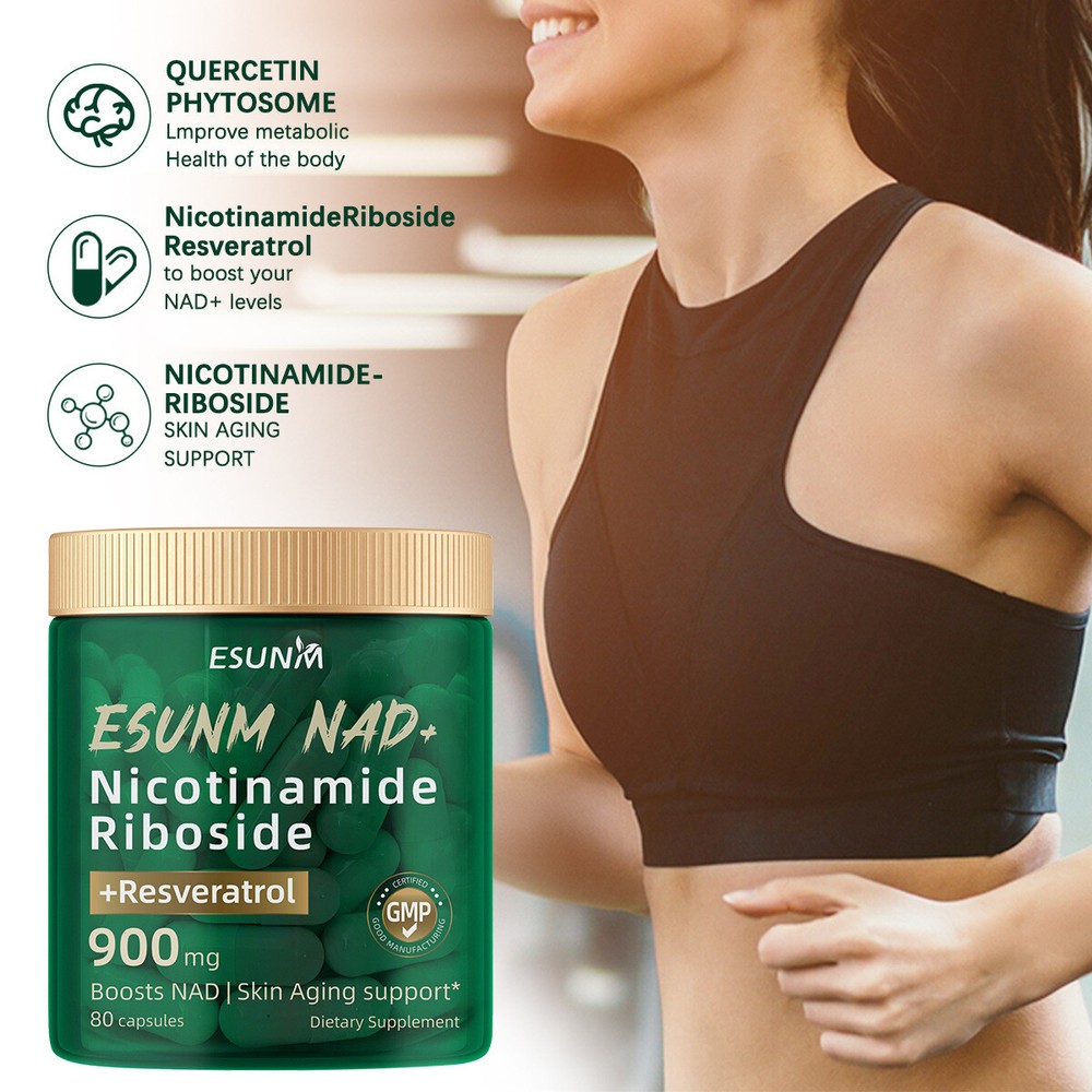 NAD+ Nicotinamide Riboside Capsules for Energy & Cellular Health 80 Capsules