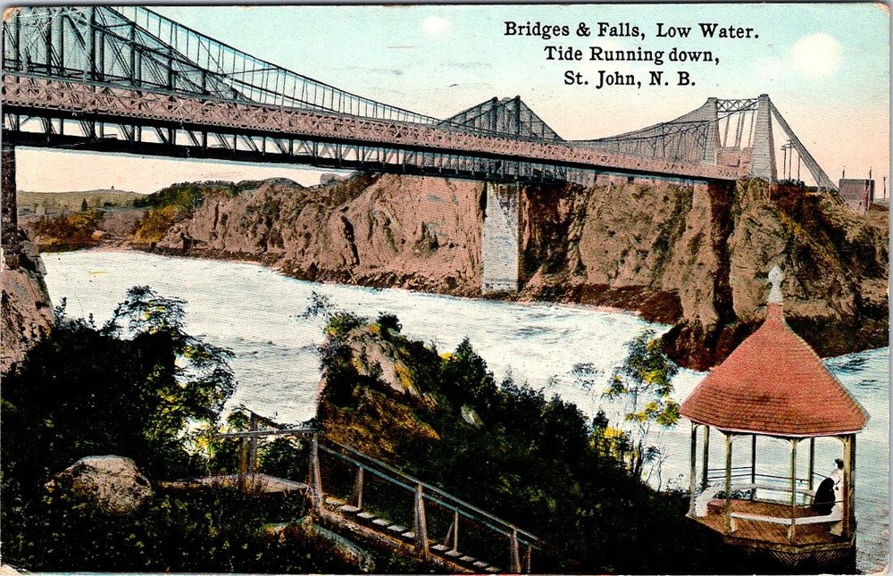 Bridges & Falls, Tide Running Down, ST. JOHN, New Brunswick, Canada Postcard