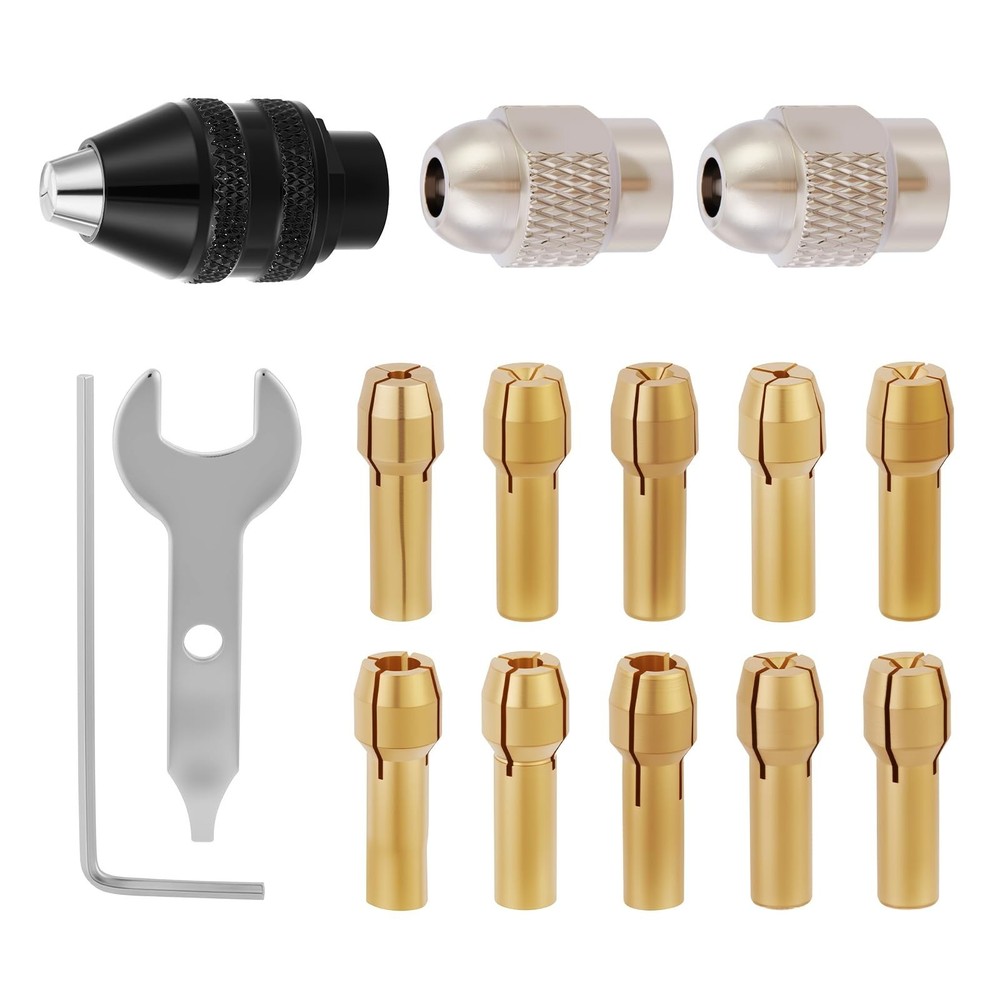 15PCS Keyless Drill Chuck Collet Set 1/32