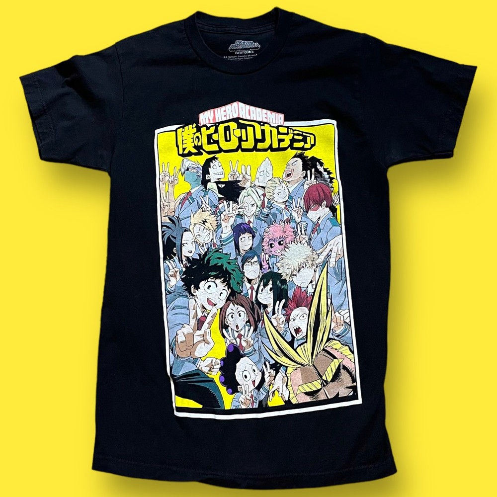 Funimation My Hero Academia T-Shirt Black Anime Graphic Print Tee Size Small