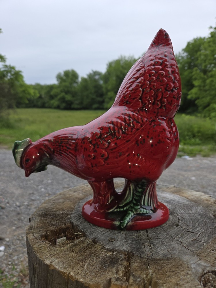 Vintage Royal Haeger Red Chicken Hen 613 USA Ceramic Pottery 11