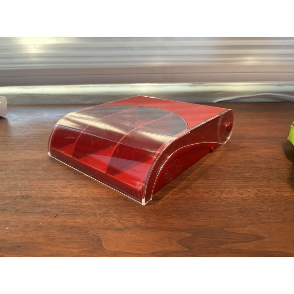 Rare Vintage Guzzuni Red Acrylic Desk Organizer Luigi Massoni MCM Made In Italy