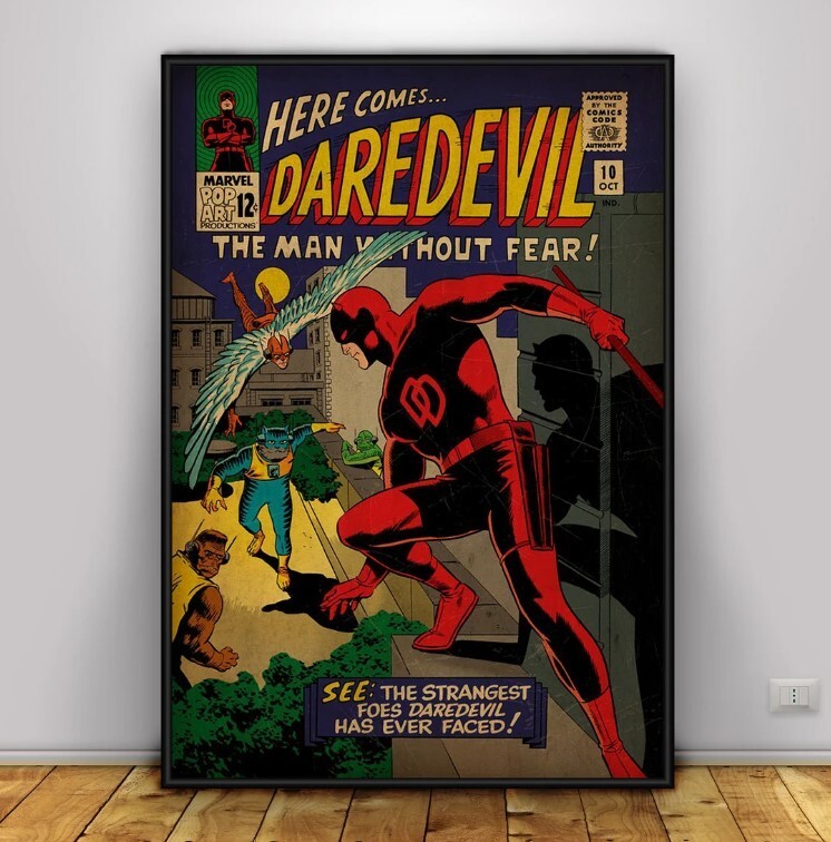 Vintage Marvel Movie Comic Book Covers Poster Wall Art Prints Set of 6